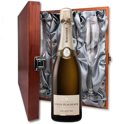 Louis Roederer Collection 243 Champagne 75cl And Flutes In Luxury Presentation Box